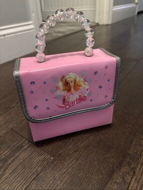 Vintage style box Barbie Pink Mini Handbag with Clear Beaded Handle
